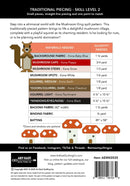 Back pattern cover for Mushroom King  quilt with material requirements and Art East Quilting Co branding.