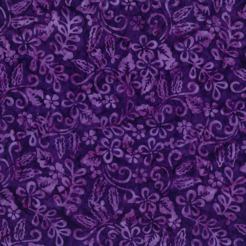 Mystic Vineyard Batik 1400 22278 663 Purple Plumeria by Wilmington Prints