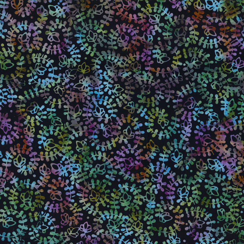 Mystic Vineyard Batik 1400 22280 974 Black/Multi Spiral Vines by Wilmington Prints