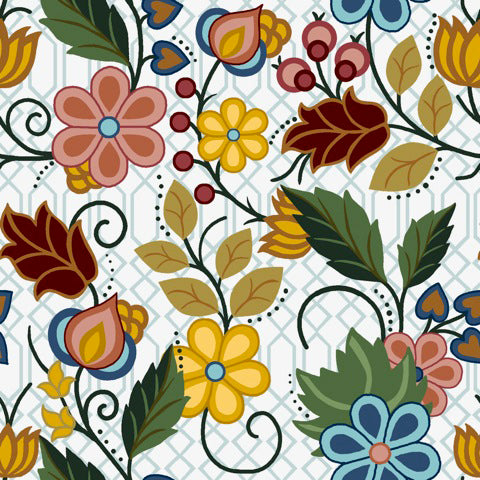 Native Floral 4 SG-0004 White by Shannon Gustafson for International Textiles