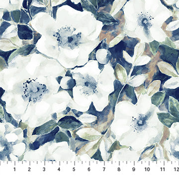 Natural Essence 108" B90908-42 Floral Blue Multi by Jacqueline Maldonado for FIGO Fabrics