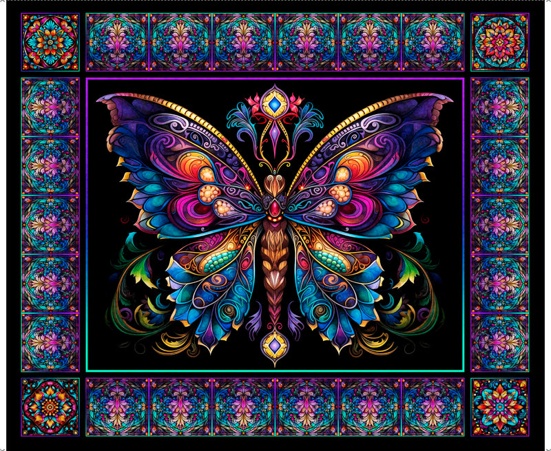 Night Flight Panel 30750-X Multi Butterfly Panel Night Flight Panel by Morris Creative Group for QT Fabrics.