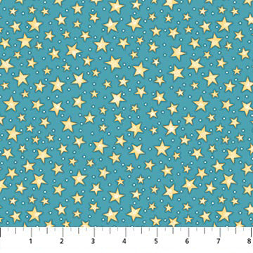 Night Owl Flannel F10353-62 Teal Starry Night by Patrick Lose Fabrics