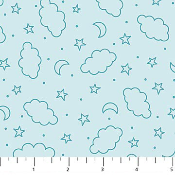 Night Owl Flannel F10355-60 Aqua Sky Doodles by Patrick Lose Fabrics