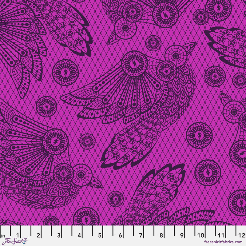 Nightshade (Deja Vu) PWTP207.OLEANDER Raven Lace by Tula Pink for Free Spirit