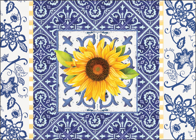 note- cards indigo sunflower design