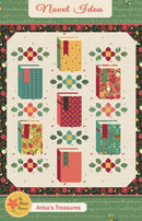 Front cover of Novel Idea pattern shows books and flowers on cream background.