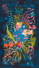 Oceanica Panel AQSD-22404-9 Navy by Christiane Marques for Robert Kaufman