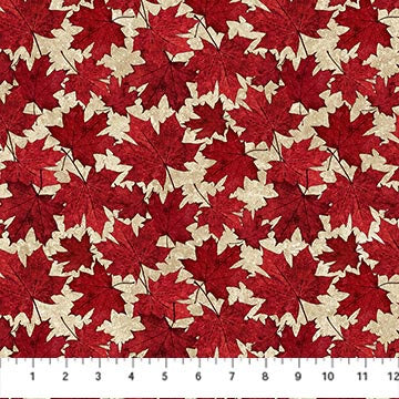 Oh Canada 12 27178-14 Beige/Red Packed Leaves by Deborah Edwards for Northcott