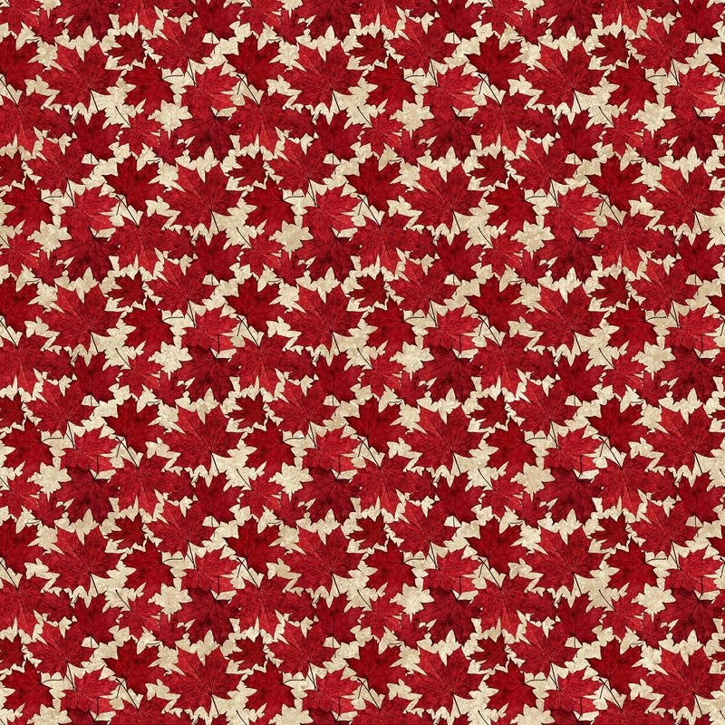Oh Canada 12 27178-14 Beige/Red Packed Leaves by Deborah Edwards for Northcott