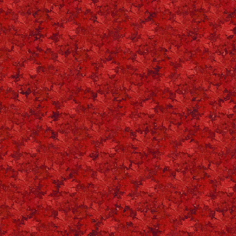 Oh Canada 12 27178-24 Red Packed Leaves by Deborah Edwards for Northcott