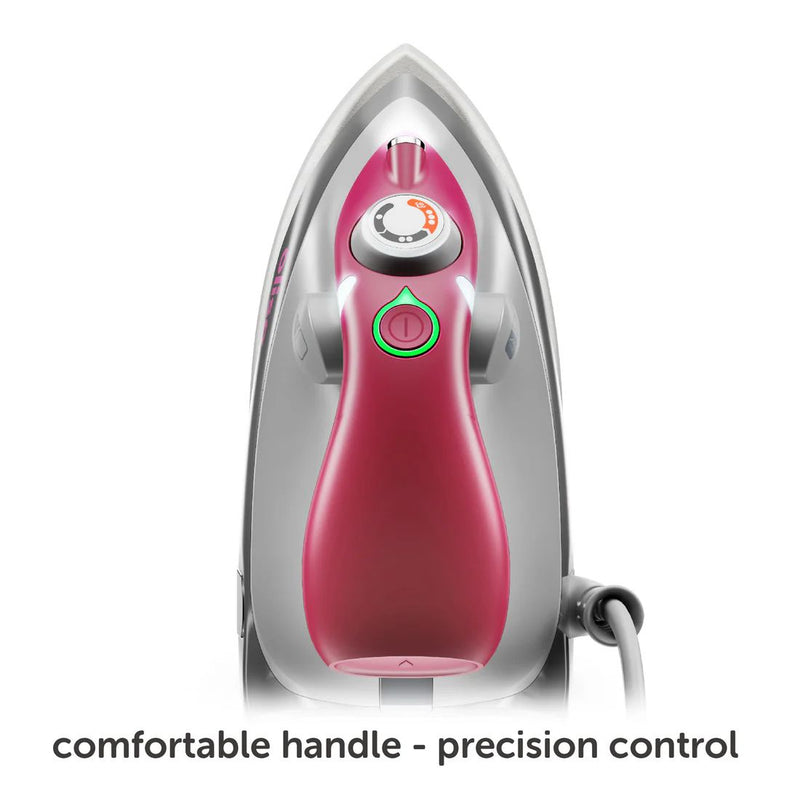 Oliso Mini Iron With Trivet Raspberry view from top