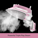 Oliso Pro Plus Smart Iron Rosé showing steam emission