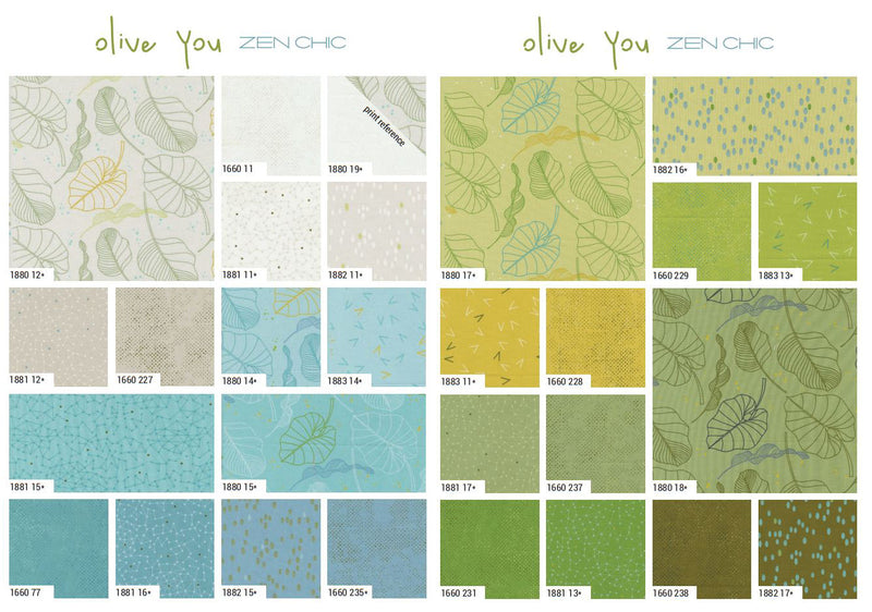 Olive You Fat Quarter Bundle 1880AB by Zen Chic for Moda