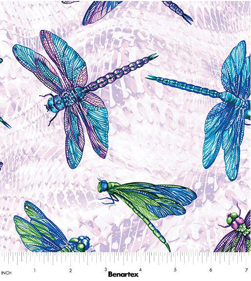 On Dragonfly Wings 16400P-06 Large Dragonfly Light Lavender by Ann Lauer for Benartex