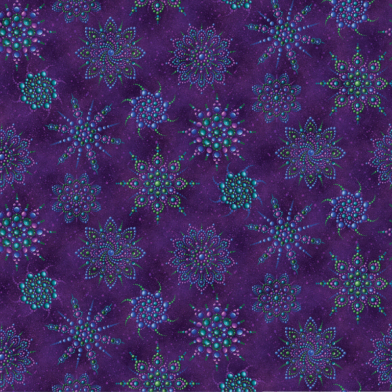 On Dragonfly Wings 16402P-66 Beaded Medallion Dark Purple by Ann Lauer for Benartex