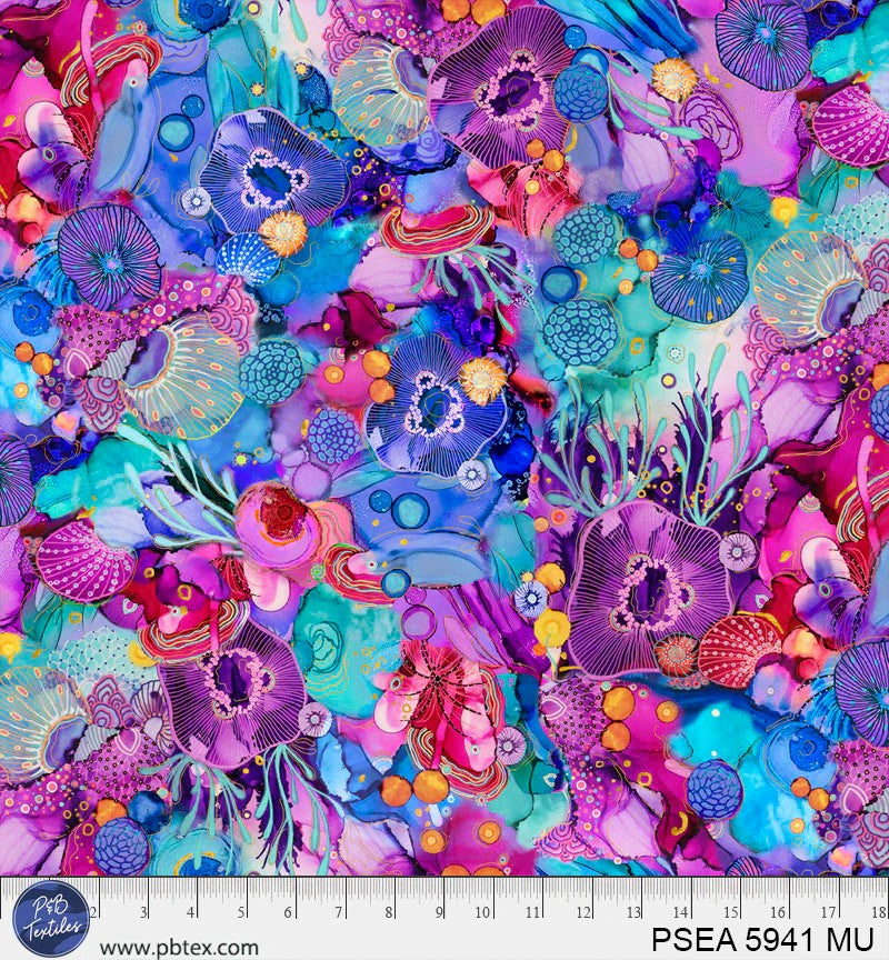 Painted Sea PSEA 5941 MU Under the Sea Allover (Large) by Amy Tieman for P&B Textiles