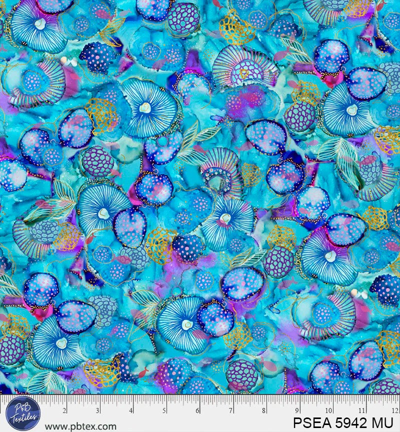 Painted Sea PSEA 5942 MU Sea Life Allover (Small) by Amy Tieman for P&B Textiles