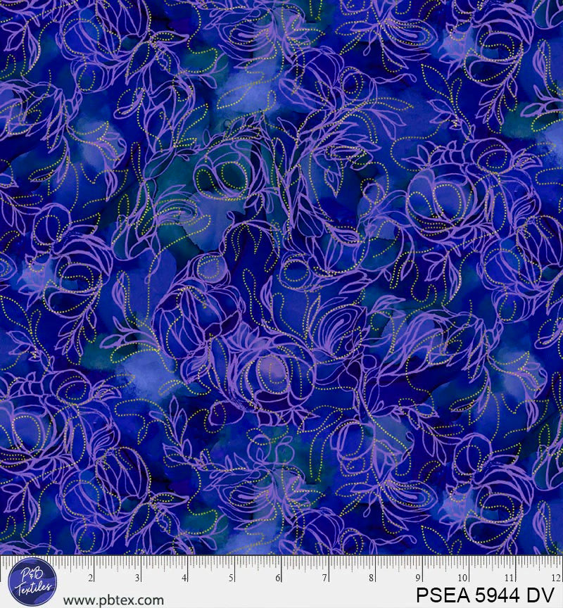 Painted Sea PSEA 5944 DV Flowing Linework by Amy Tieman for P&B Textiles