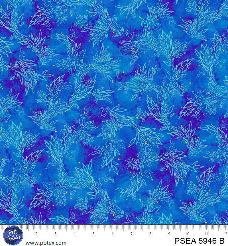 Painted Sea PSEA 5946 B Leafy Sea Trails by Amy Tieman for P&B Textiles
