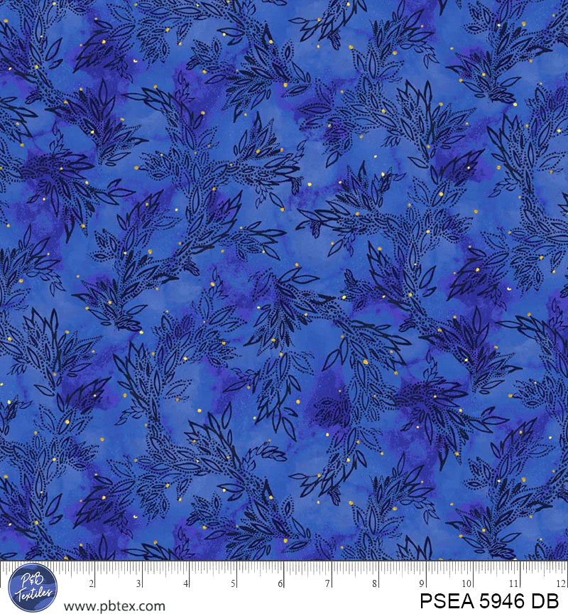 Painted Sea PSEA 5946 DB Leafy Sea Trails by Amy Tieman for P&B Textiles