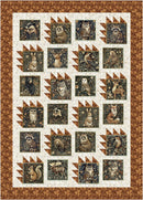 A quilt from Panel Pizzazz 3-Yard Quilts featuring a grid of animal illustrations, including owls, raccoons, rabbits, deer, birds, foxes, squirrels, and moose, each framed in a rustic brown and cream patterned border.