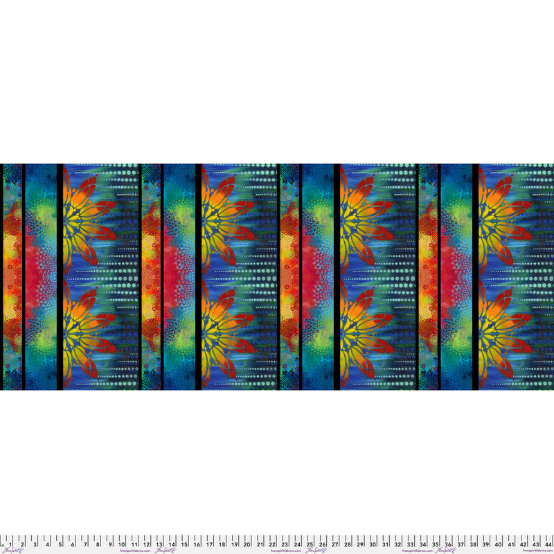 Paper Trees PWSP076.BLUE Bright Stripe by Sue Penn for FreeSpirit