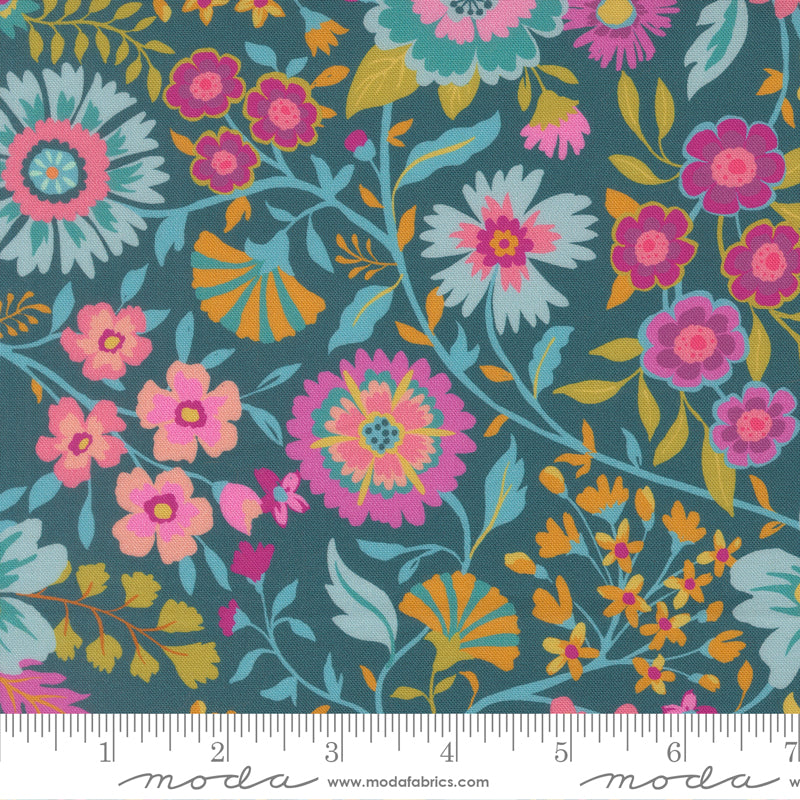 Parlor 11961-16 Wild And Free Peacock by Crystal Manning for Moda.