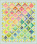 Paws Out Free PDF Quilt Pattern with geometric pattern on a light blue background.