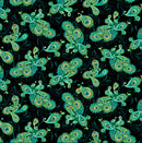 Peacock Symphony 13487-12 Paisley Black by David Galchutt for Benartex