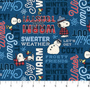 Peanuts Frosty Friends P1019-43 Phrases Blue Multi licensed to Northcott Fabrics