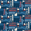 Peanuts Frosty Friends P1019-43 Phrases Blue Multi licensed to Northcott Fabrics