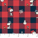 Peanuts Frosty Friends P1022-24 Check Red Multi licensed to Northcott Fabrics