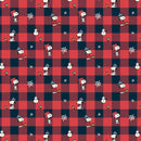 Peanuts Frosty Friends P1022-24 Check Red Multi licensed to Northcott Fabrics