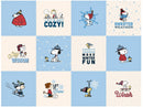 Peanuts Frosty Friends Panel P1029-10 Project Blocks White Multi licensed to Northcott Fabrics