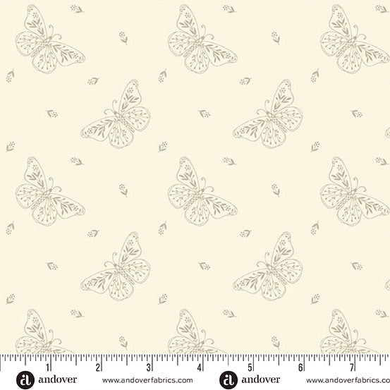 Pebbles A-1293-LC Black Sand Social Butterfly by Edyta Sitar for Andover Fabrics