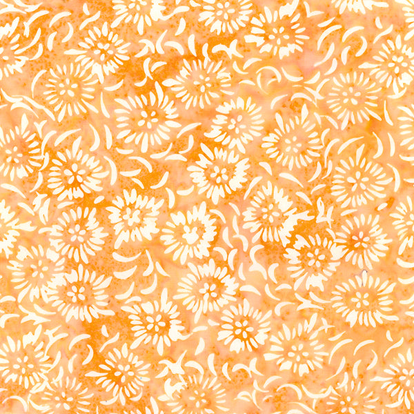 Pebbles & Daisies Batik 80852-52 Peach Pressed Flowers by Banyan Batiks by Northcott