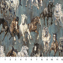 Pedigree DP28025-98 Charcoal Multi Horses by Elise Genest for Northcott