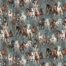 Pedigree DP28025-98 Charcoal Multi Horses by Elise Genest for Northcott