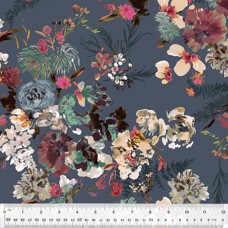 Perennial 53804D-10 Slate Flora by Kelly Ventura for Windham Fabrics