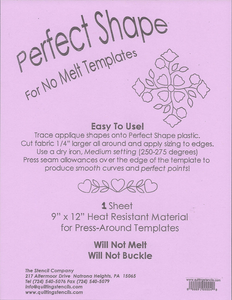 Perfect Shape No-Melt Template Plastic - 9 Inch X 12 Inch
