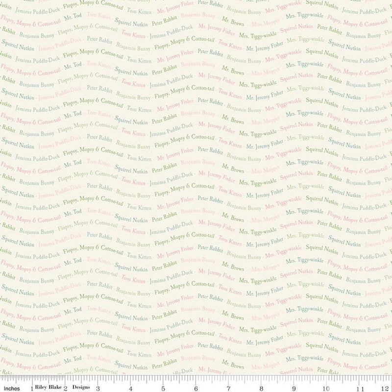 Peter Rabbit & Friends C15866-CLOUD Text by Beatrix Potter licensed to Riley Blake Designs.