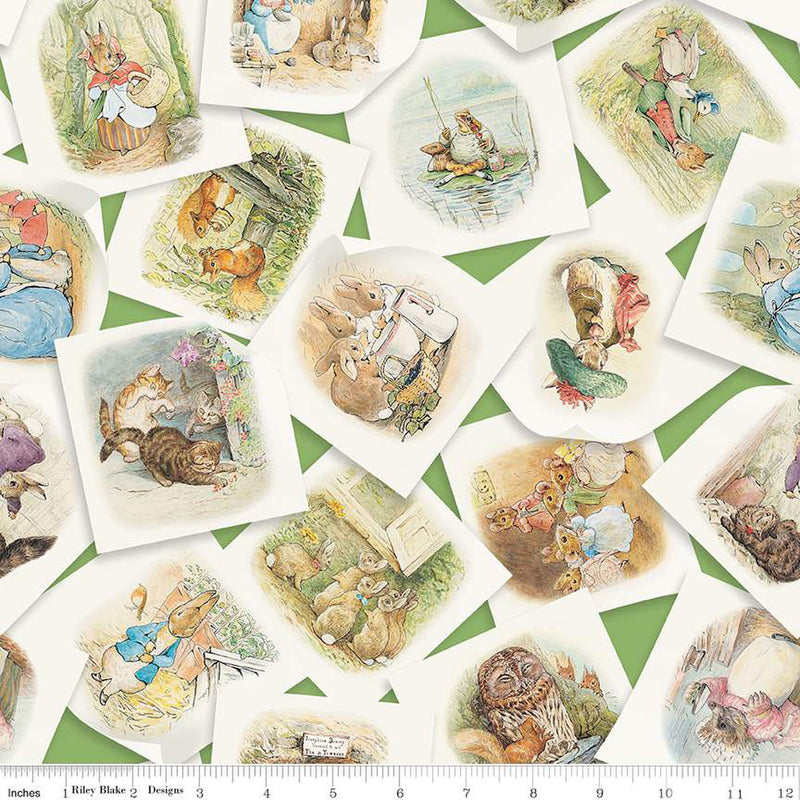 Peter Rabbit & Friends CD15860-GREEN Main by Beatrix Potter licensed to Riley Blake Designs