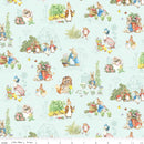 Peter Rabbit & Friends Flannel F16789-BLUE Characters by Beatrix Potter licensed to Riley Blake Designs