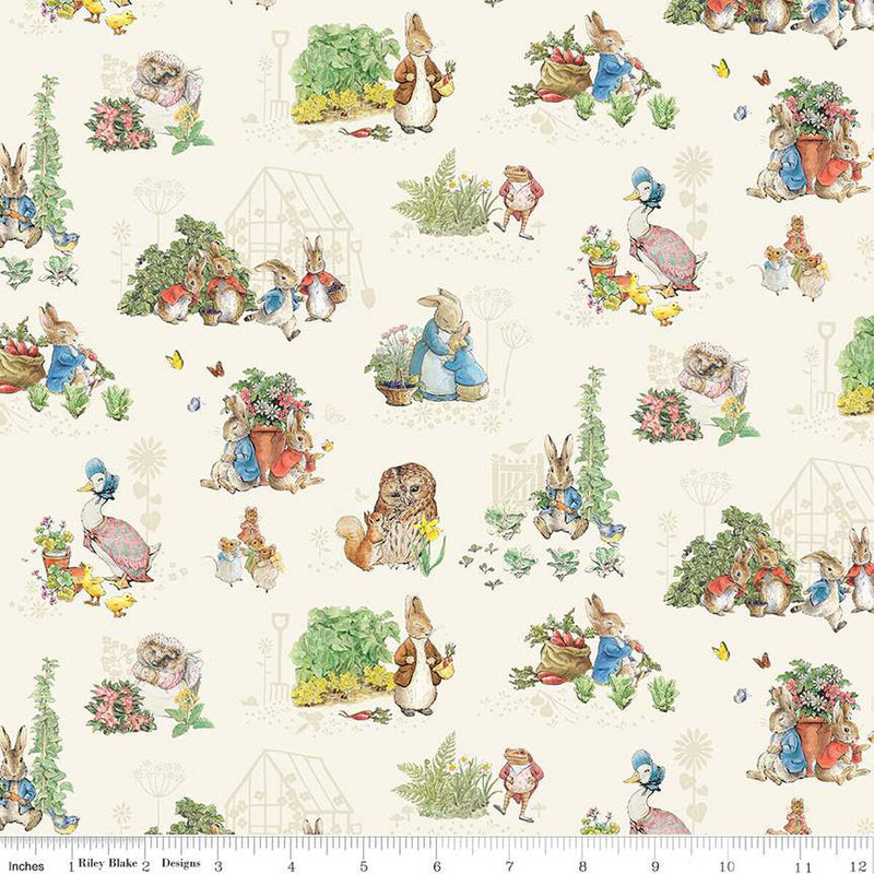 Peter Rabbit & Friends Flannel F16789-CLOUD Characters by Beatrix Potter licensed to Riley Blake Designs