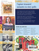 Book cover of Photo Memory Quilts book with images of quilts and a person, featuring text about capturing memories in story quilts.
