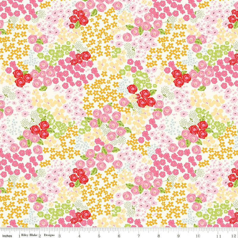 Picnic Florals C14611-CREAM Flower Garden by My Mind's Eye for Riley Blake Designs