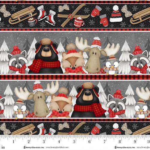 Pine Cone Ridge Lodge 2130-89 Multi Novelty Animal Stripe by Shelly Comiskey for Henry Glass.