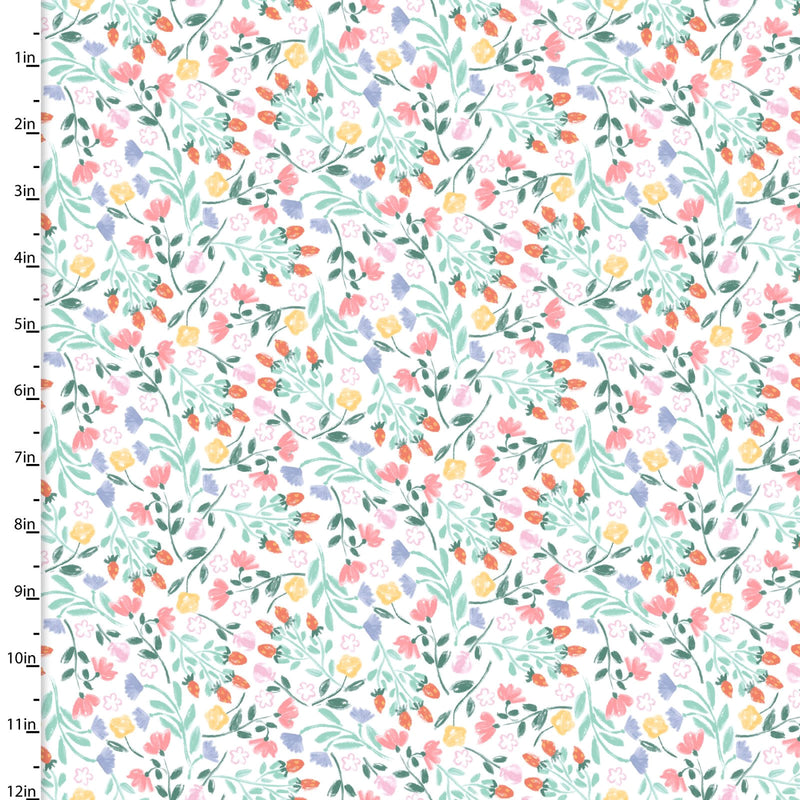 Pixie Dust Flannel 22188-WHT-FLN-D Magical Flowers by Josh Rey for 3 Wishes Fabric