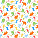 Playtime Flannel MASF10452-W White Dinosaurs by Maywood Studio